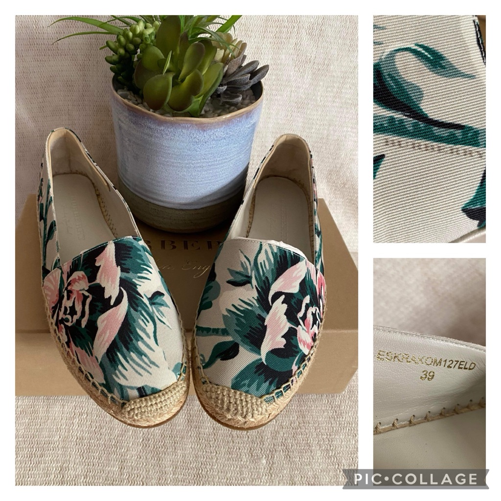 Like New Burberry Floral Hodgeson Flat Espadrille